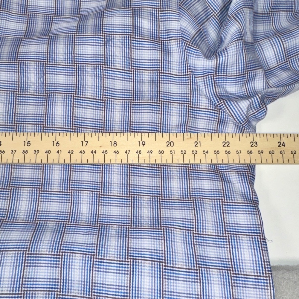 Tommy Bahama Mens Large Blue Purple Silk Blend Basketweave Plaid Button Down - Picture 5 of 6